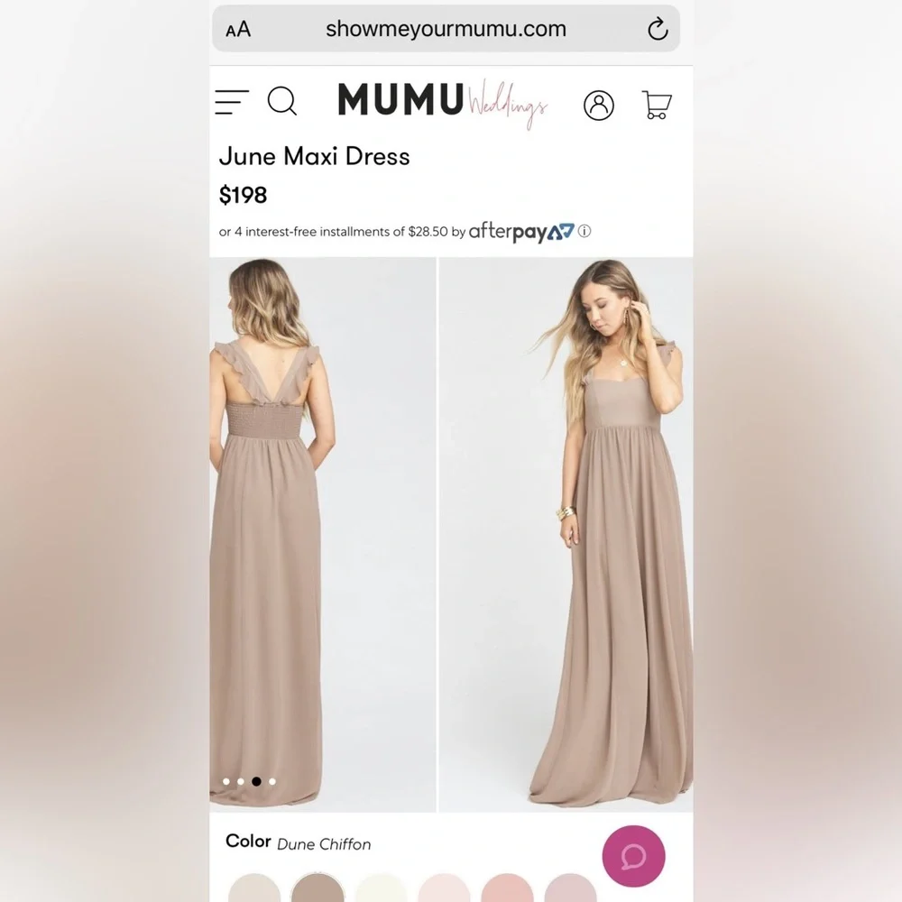 NWT Show Me Your Mumu Emily Empire Maxi Dress Soft Beige Chiffon Size M - Picture 3 of 11